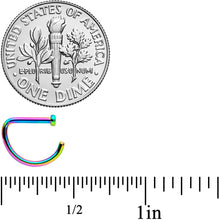 Load image into Gallery viewer, 18G 5/16 Rainbow Grade 23 Titanium D Shape Nose Hoop
