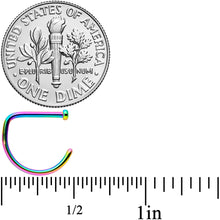 Load image into Gallery viewer, 18G 3/8 Rainbow G23 Implant Grade Titanium D Shape Nose Hoop

