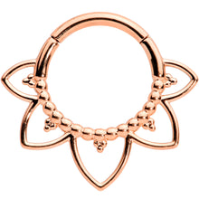 Load image into Gallery viewer, 16G 5/16 Rose Gold Tone Open Petal Flower Hinged Segment Ring

