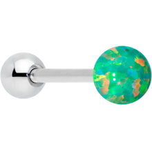 Load image into Gallery viewer, Green Synthetic Opal Ball End Barbell Tongue Ring
