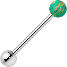 Load image into Gallery viewer, Green Synthetic Opal Ball End Barbell Tongue Ring
