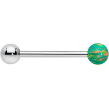 Load image into Gallery viewer, Green Synthetic Opal Ball End Barbell Tongue Ring
