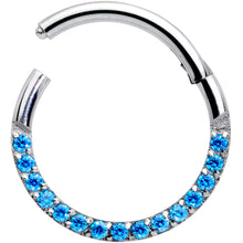 Load image into Gallery viewer, 16G 3/8 Aqua Gem Paved Elegance Hinged Segment Ring
