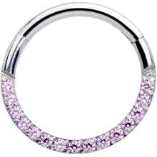 Load image into Gallery viewer, 16G 3/8 Pink Gem Paved Elegance Hinged Segment Ring
