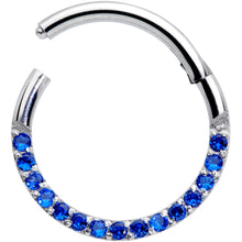 Load image into Gallery viewer, 16G 3/8 Deep Blue Gem Paved Elegance Hinged Segment Ring
