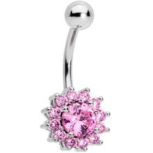 Load image into Gallery viewer, Pink Gem Rococo Flower Belly Ring
