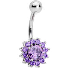 Load image into Gallery viewer, Purple Gem Rococo Flower Belly Ring

