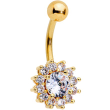 Load image into Gallery viewer, Clear Gem Gold Tone Rococo Flower Belly Ring
