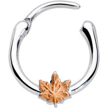 Load image into Gallery viewer, 16G 3/8 Rose Gold Tone Fall Autumn Leaf Cartilage Clicker
