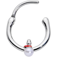 Load image into Gallery viewer, 16G 3/8 White Orb Pearlescent Snowman Christmas Cartilage Clicker
