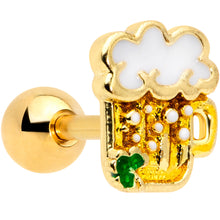 Load image into Gallery viewer, 16G 1/4 Gold Tone St Patricks Beer Mug Cartilage Tragus Earring
