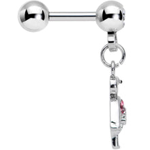 Load image into Gallery viewer, 16G 1/4 Clear Pink Gem Funky Flamingo Dangle Cartilage Earring
