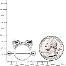 Load image into Gallery viewer, 14G 9/16 Clear Gem Kitty Cat Ears Nipple Shield Set
