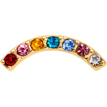 Load image into Gallery viewer, 20G 5/16 Red Blue CZ Gem Gold Tone Rainbow Arc L Shape Nose Ring
