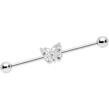 Load image into Gallery viewer, 14G Clear Gem Butterfly Industrial Barbell 38mm
