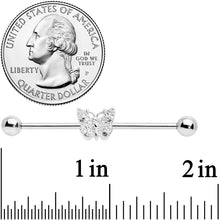 Load image into Gallery viewer, 14G Clear Gem Butterfly Industrial Barbell 38mm
