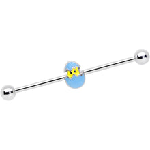 Load image into Gallery viewer, 14G Blue Easter Egg Chick Industrial Barbell 38mm
