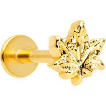 Load image into Gallery viewer, 16G 5/16 Gold Tone Pot Leaf Labret Monroe Tragus
