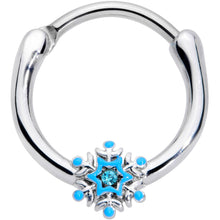 Load image into Gallery viewer, 16G 3/8 Aqua Gem Winter Snowflake Septum Clicker

