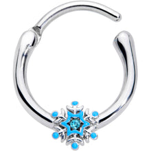Load image into Gallery viewer, 16G 3/8 Aqua Gem Winter Snowflake Septum Clicker

