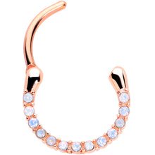 Load image into Gallery viewer, 16G 3/8 Aurora Gem Rose Gold Tone Paved Cartilage Clicker
