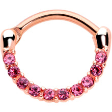 Load image into Gallery viewer, 16G 5/16 Pink Gem Rose Gold Tone Paved Cartilage Clicker
