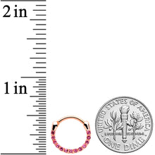 Load image into Gallery viewer, 16G 3/8 Pink Gem Rose Gold Tone Paved Cartilage Clicker
