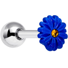 Load image into Gallery viewer, 16G 1/4 Yellow Gem Blue Sunflower Cartilage Tragus Earring
