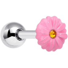 Load image into Gallery viewer, 16G 1/4 Yellow Gem Pink Sunflower Cartilage Tragus Earring
