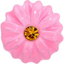 Load image into Gallery viewer, 16G 1/4 Yellow Gem Pink Sunflower Cartilage Tragus Earring
