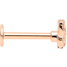 Load image into Gallery viewer, 16G 5/16 Clear Gem Rose Gold Tone Butterfly Labret Monroe Tragus
