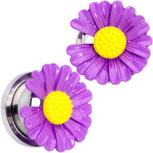 Load image into Gallery viewer, Purple Daisy Flower Screw Fit Plug Set
