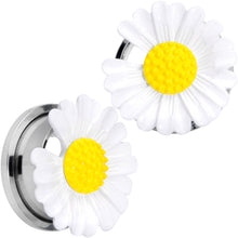 Load image into Gallery viewer, White Daisy Flower Screw Fit Plug Set
