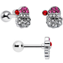 Load image into Gallery viewer, 16G 1/4 Clear Red Gem Santa Christmas Cartilage Tragus Set of 3
