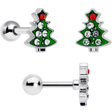 Load image into Gallery viewer, 16G 1/4 Clear Red Gem Santa Christmas Cartilage Tragus Set of 3
