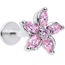 Load image into Gallery viewer, 16G 5/16 Pink Gem Pretty Petals Flower Labret Monroe Tragus
