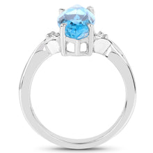 Load image into Gallery viewer, 3.67 Carat Genuine Swiss Blue Topaz and White Diamond .925 Sterling Silver Ring
