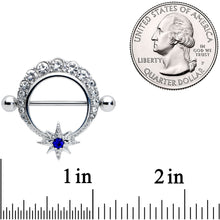 Load image into Gallery viewer, 14G 3/4 Clear Blue Gem Evening Star Nipple Shield Set
