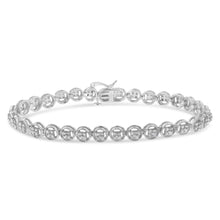 Load image into Gallery viewer, 14K Rose Gold Over .925 Sterling Silver 1/4 Cttw Diamond 7" Open Circle Wheel Link Tennis Bracelet (I-J Color, I2-I3 Clarity)
