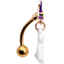 Load image into Gallery viewer, Gold Tone Ghost Witch Halloween Top Mount Dangle Belly Ring
