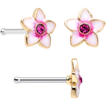 Load image into Gallery viewer, 20G 1/4 Pink Gem Berry Leaves Spring Flower Nose Bone Set of 3
