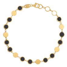 Load image into Gallery viewer, 14k Yellow Gold Onyx Geometric Mirror Gem Chain Bracelet (5.00 mm)
