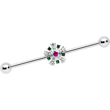 Load image into Gallery viewer, 14G Clear Red Gem Christmas Industrial Barbell 38mm
