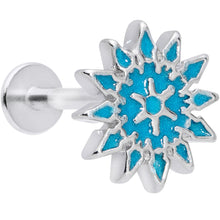 Load image into Gallery viewer, 16G 5/16 Blue Winter Snowflake Christmas Labret Monroe Tragus
