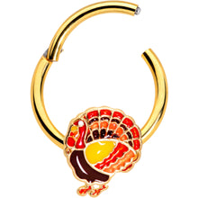 Load image into Gallery viewer, 16G 3/8 Gold Tone Turkey Thanksgiving Hinged Segment Ring

