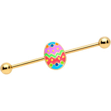 Load image into Gallery viewer, 14G Gold Tone Multicolor Funky Easter Egg Industrial Barbell 38mm

