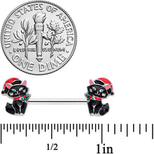 Load image into Gallery viewer, 14G 9/16 Santa Claus Cat Christmas  Barbell Nipple Ring Set
