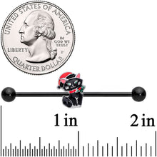 Load image into Gallery viewer, 14G Black Santa Claus Black Cat Christmas Industrial Barbell 38mm
