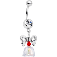 Load image into Gallery viewer, Clear Red Gem Holiday Bow Bell Christmas Dangle Belly Ring
