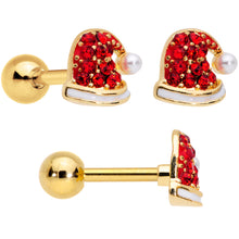 Load image into Gallery viewer, 16G 1/4 Clear Red Gem Noel Christmas Cartilage Tragus Set of 3
